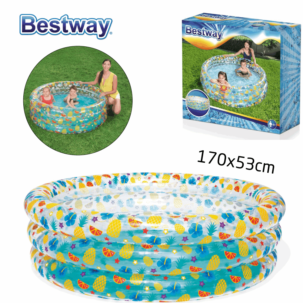 حمام سباحة 51048 &#39;حمام سباحة نفخ مدور كائنات بحرية شفاف 3 دور170*53سم bestway