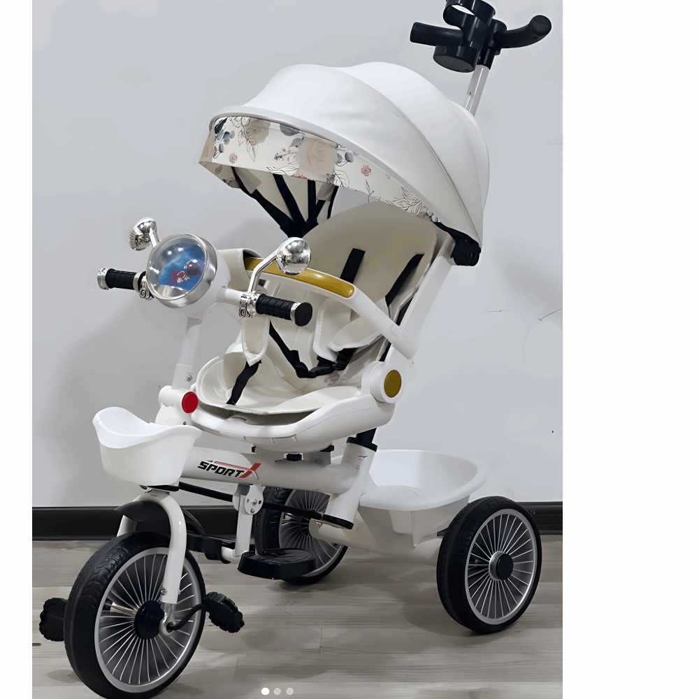 عجل عجلة كوكو بدال بمسند وشمسية ودراع توجيه M009 White 702-25