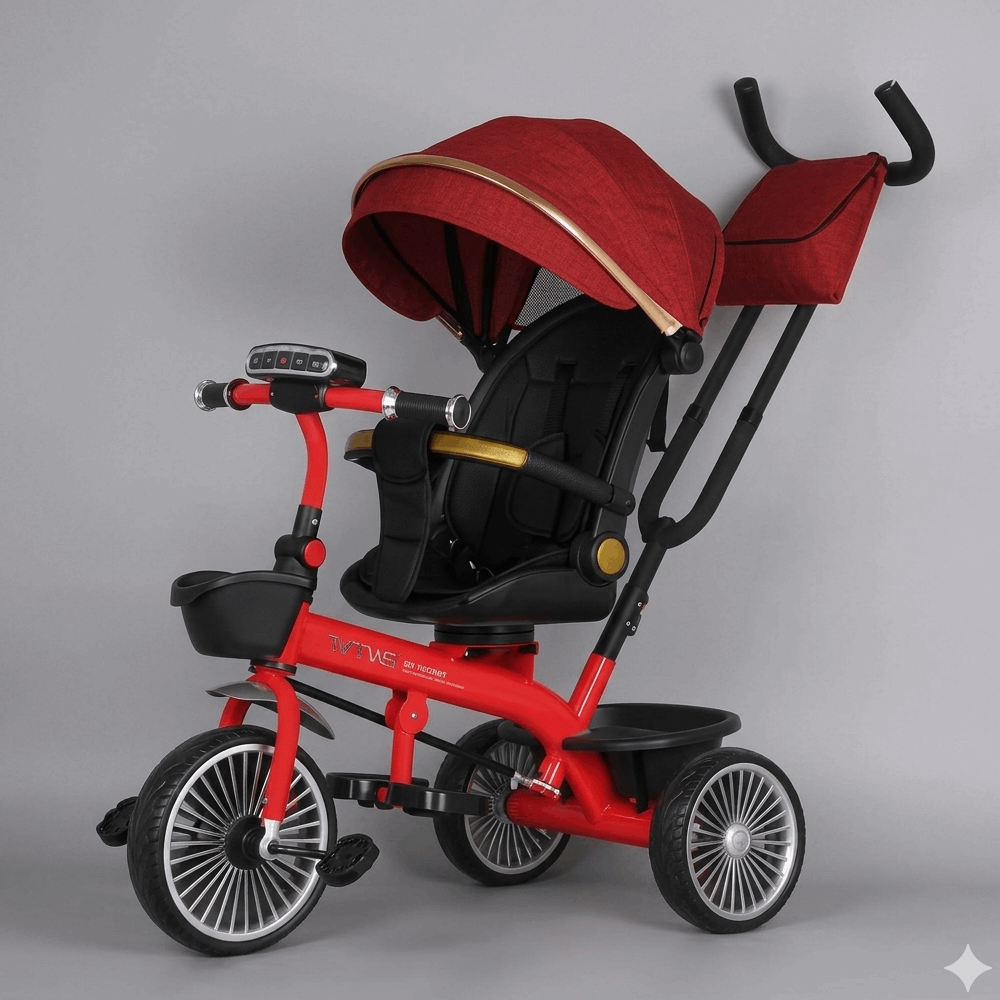 مستلزمات اطفال عجلة كوكو بدال بمسند وشمسية ودراع توجيه Y-ts2741 Red 701-29