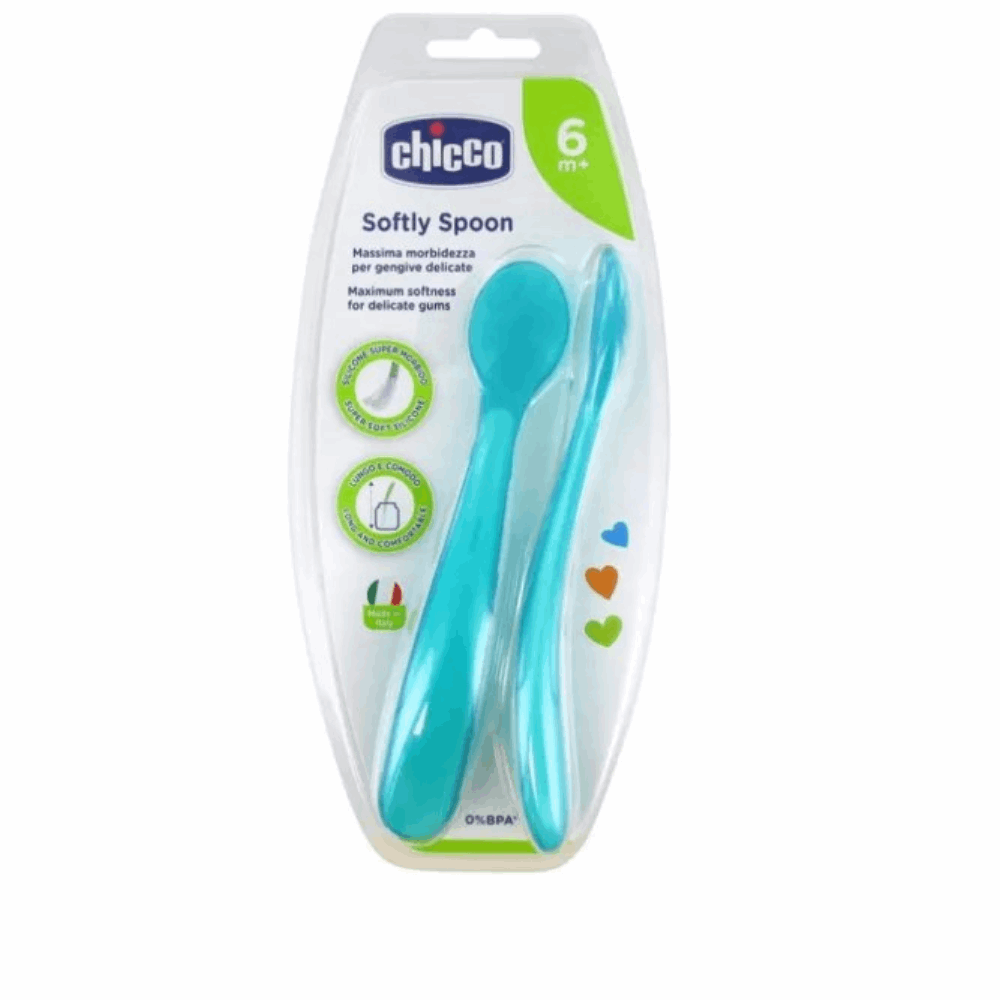 Chicco عدد 2 ملعقة سليكون لبنى Chicco