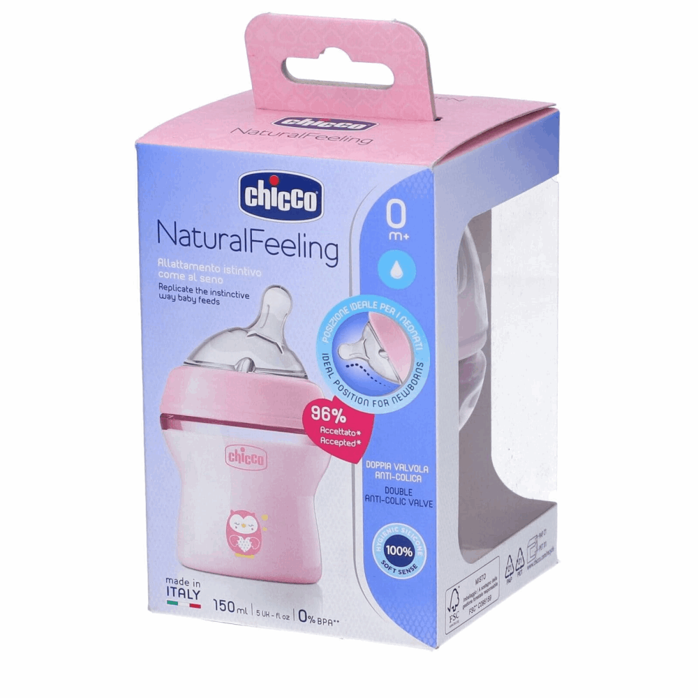 Chicco ببرونه ناتورال فيدنج 150 مل بينك Chicco