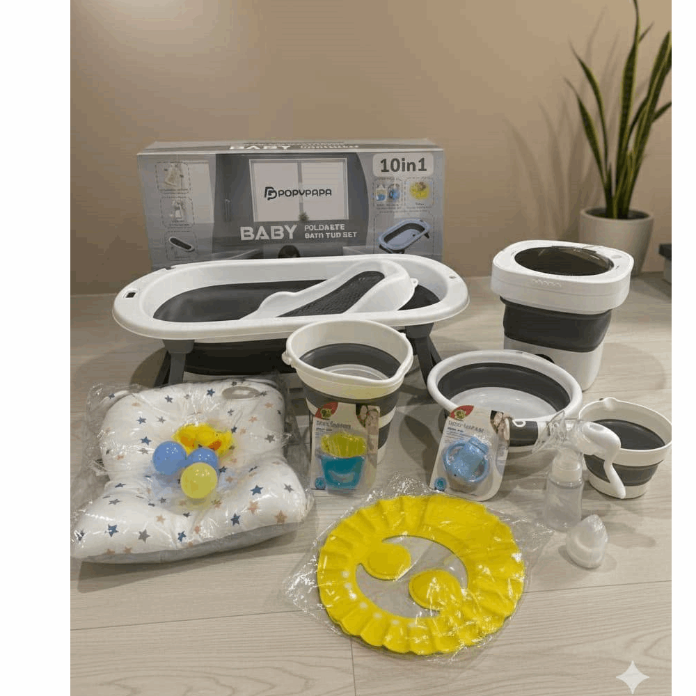 مستلزمات اطفال بانيو 10 قطع A66-021 CB910 GREY