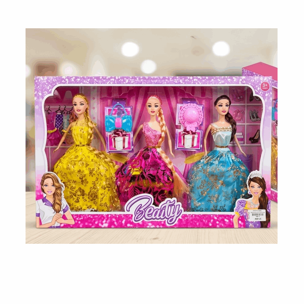 العاب عروسة بالاكسسوار 3ف علبة 966-4